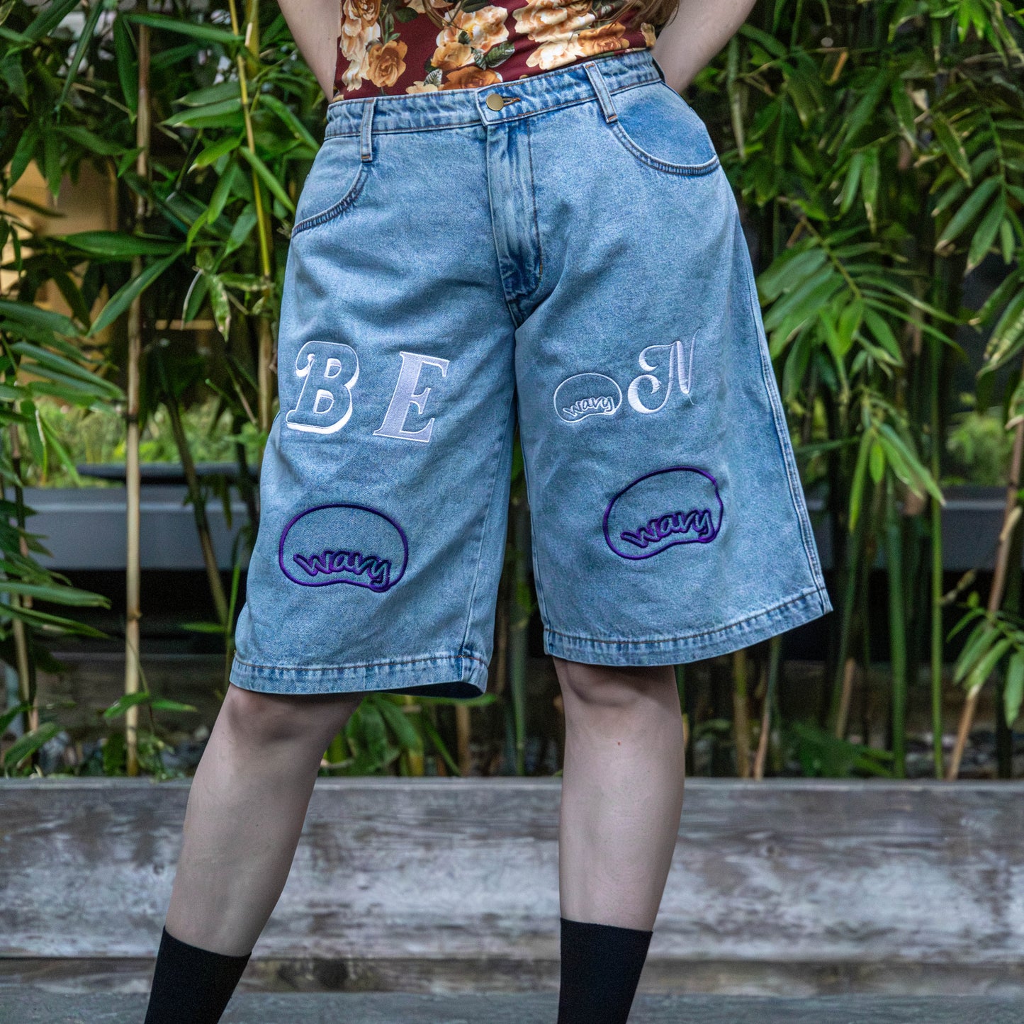 Bean Wavy 'BEAN' Denim Shorts
