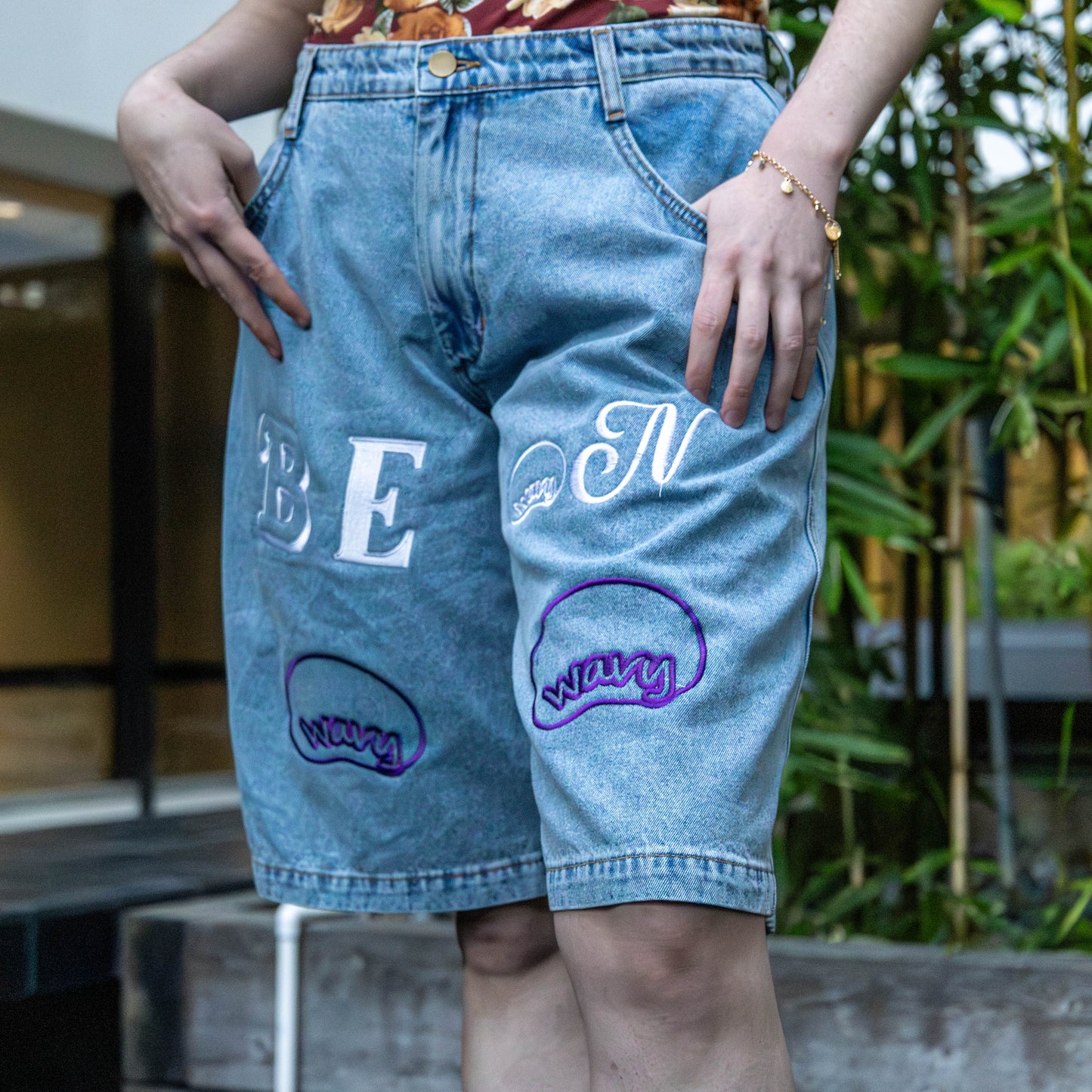 Bean Wavy 'BEAN' Denim Shorts